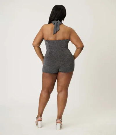 Unique Vintage Plus Size Romper & Sarong Set In Gray