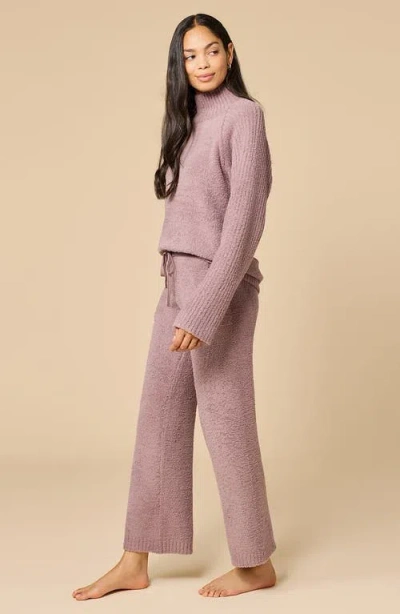 Softies Solid Marshmallow Rib Mock Neck With Long Pant In Pink