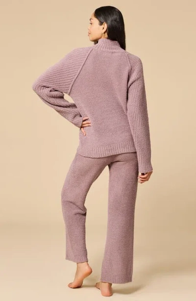 Softies Solid Marshmallow Rib Mock Neck With Long Pant In Pink