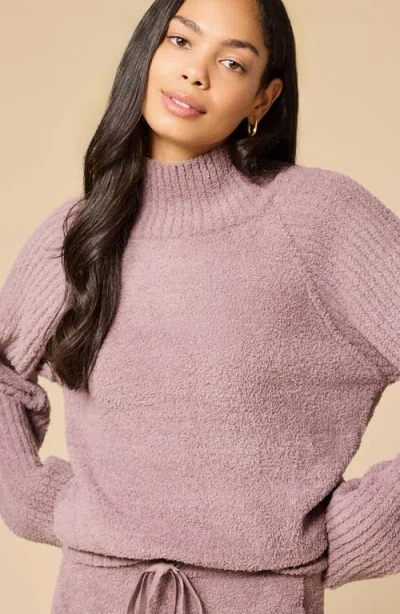 Softies Solid Marshmallow Rib Mock Neck With Long Pant In Pink