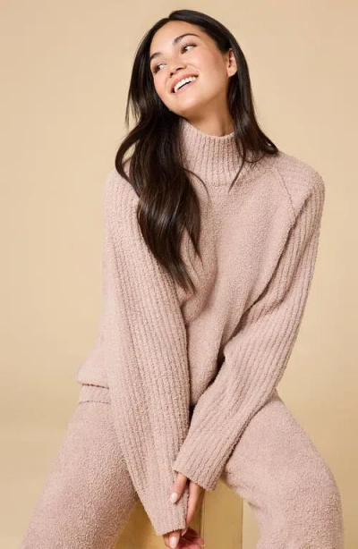 Softies Solid Marshmallow Rib Mock Neck With Long Pant In Brown