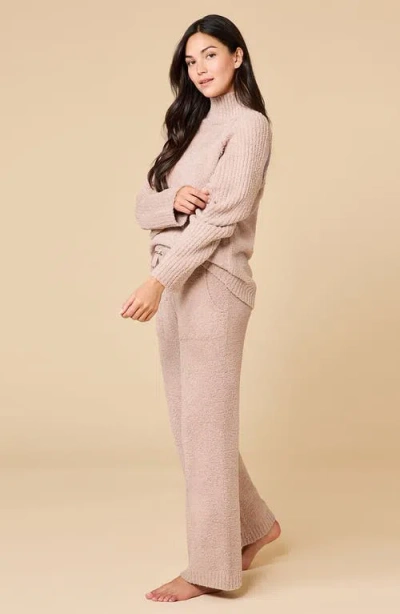 Softies Solid Marshmallow Rib Mock Neck With Long Pant In Brown