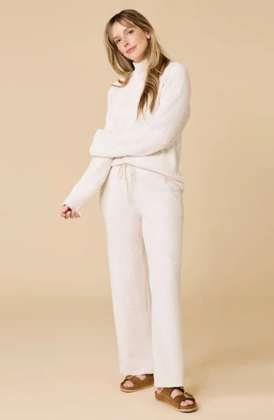 Softies Solid Marshmallow Rib Mock Neck With Long Pant In White