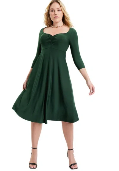 June + Vie Sweetheart Swing Dress In Green