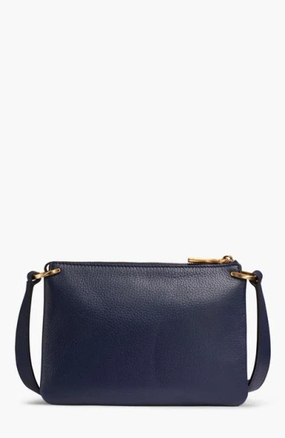Donna Karan Glenwood Zippered Leather Crossbody With Tassel Detail In Blue