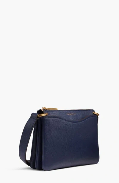 Donna Karan Glenwood Zippered Leather Crossbody With Tassel Detail In Blue