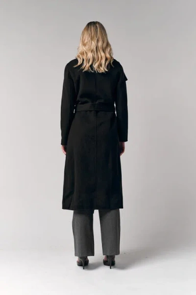 Le Fafo Draped Collar Wrap Coat In Black