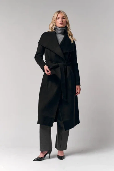Le Fafo Draped Collar Wrap Coat In Black