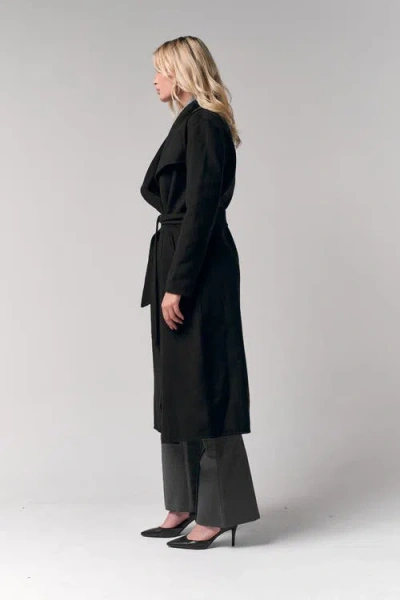 Le Fafo Draped Collar Wrap Coat In Black