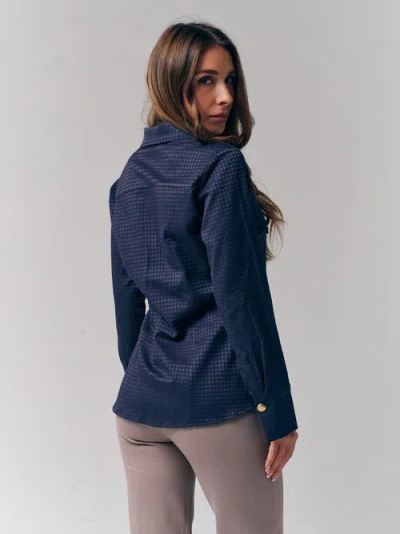 Le Fafo Houndstooth Pattern Shirt In Blue