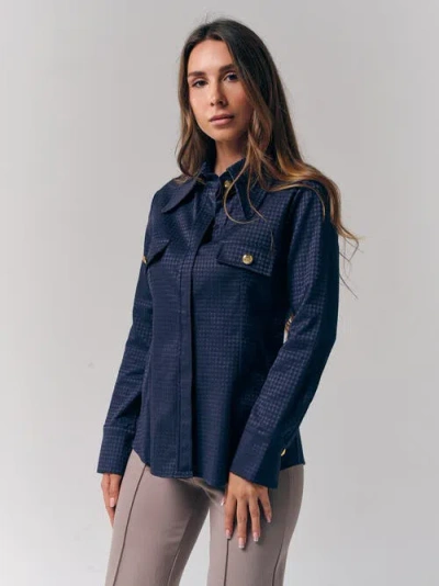 Le Fafo Houndstooth Pattern Shirt In Blue