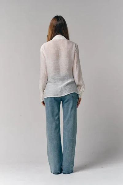 Le Fafo Rhinestone Straight Denim In Blue