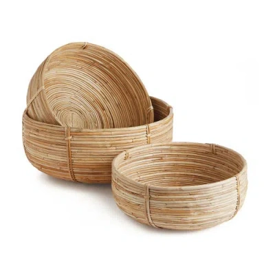 Napa Home & Garden Cane Rattan Low Baskets Set Of 3 In Brown