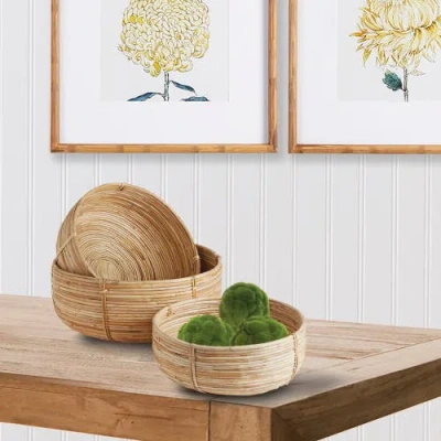 Napa Home & Garden Cane Rattan Low Baskets Set Of 3 In Brown