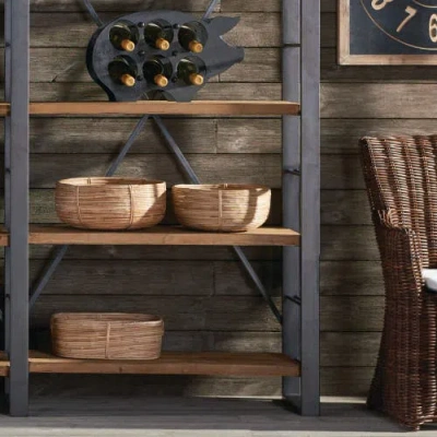 Napa Home & Garden Cane Rattan Low Baskets Set Of 3 In Brown