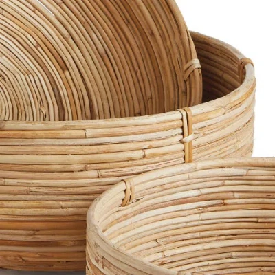 Napa Home & Garden Cane Rattan Low Baskets Set Of 3 In Brown