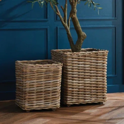 Napa Home & Garden Set Of 2 Harrison Planters In Brown