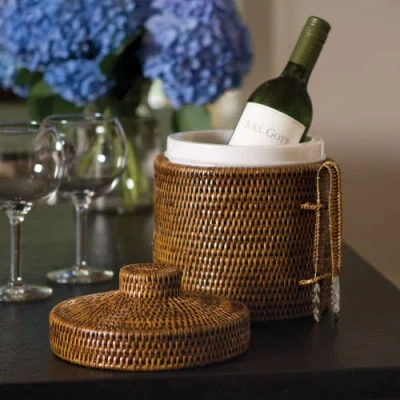 Napa Home & Garden Burma Rattan Ice Box & Tongs In Brown