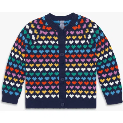 Primary Kids Rainbow Hearts Cardigan In Blue