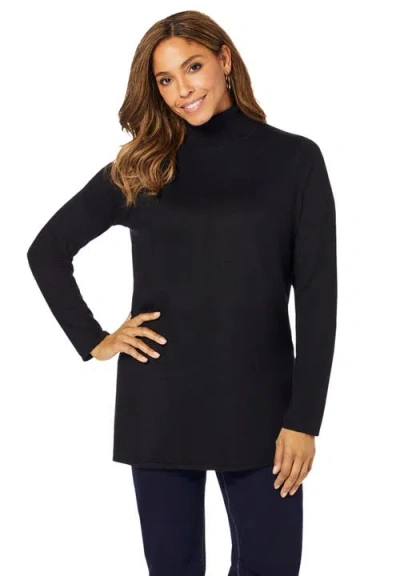 Jessica London Cotton Cashmere Turtleneck In Black