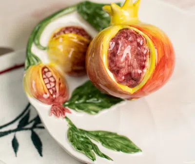 Les-ottomans Ceramic Pomegranate Sculpture In Multi