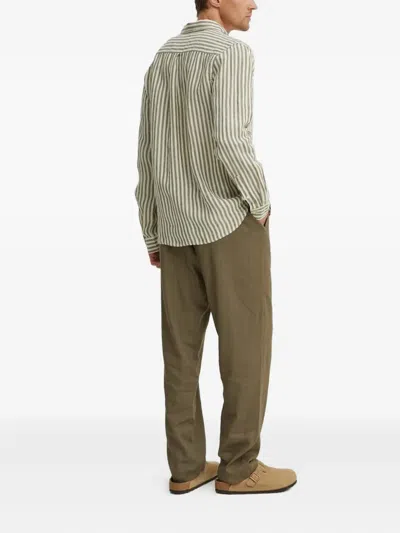 Les Deux Striped Buttoned Shirt In Green
