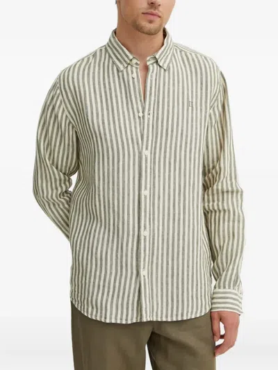 Les Deux Striped Buttoned Shirt In Green