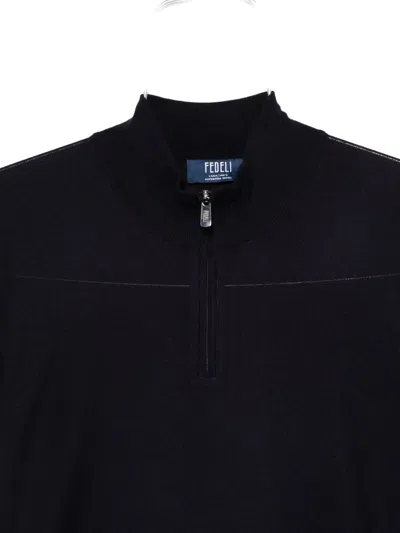 Fedeli Half-zip Top In Blue