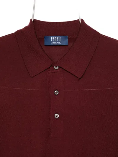 Fedeli Fine-knit Polo Shirt In Burgundy