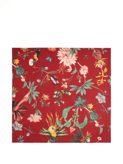 La Doublej X Beto Val Fantastic Creatures Floral-print Napkins (set Of Two) In Red