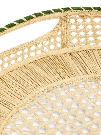 La Doublej Raffia Tray In Neutral