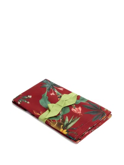 La Doublej X Beto Val Fantastic Creatures Floral-print Napkins (set Of Two) In Red