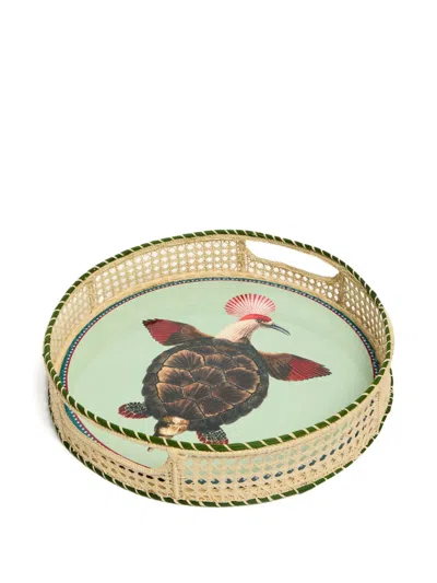 La Doublej Raffia Tray In Neutral