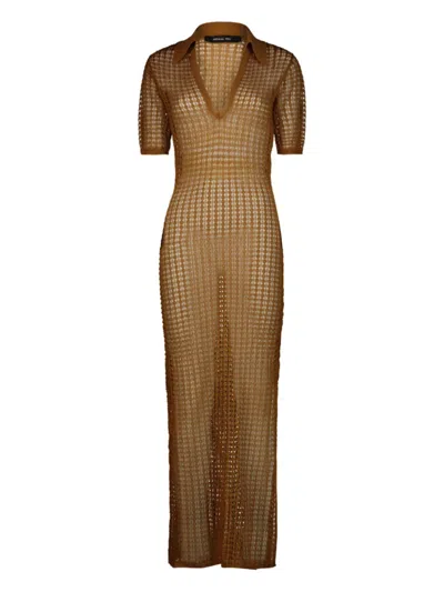 Federica Tosi Polo-neck Open-knit Dress In Multi