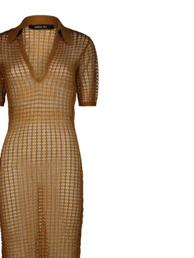 Federica Tosi Polo-neck Open-knit Dress In Multi