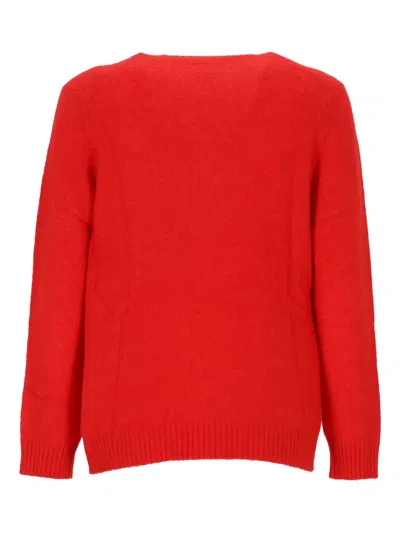 Mc2 Saint Barth Alpaca Blend Knit Sweater With Ribbed Detailing In Red