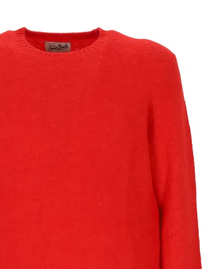 Mc2 Saint Barth Alpaca Blend Knit Sweater With Ribbed Detailing In Red
