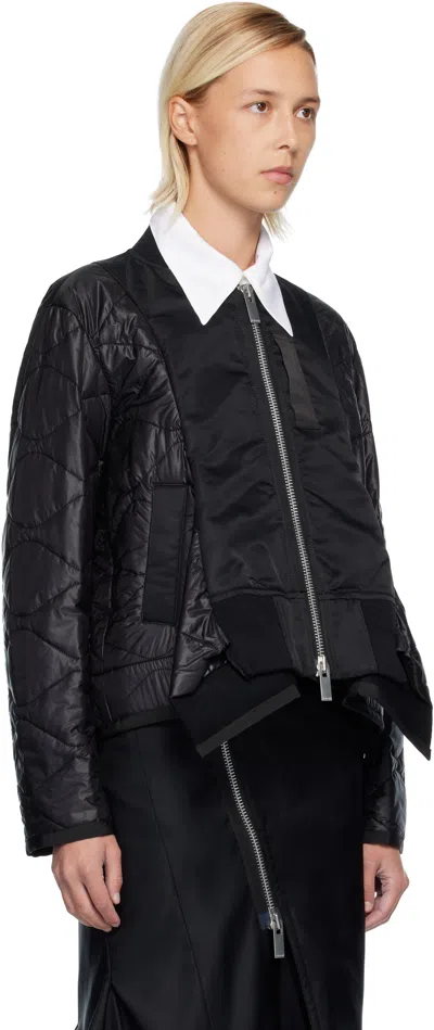 Sacai Black Nylon Twill Blouson Bomber Jacket In Black