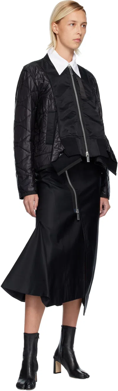 Sacai Black Nylon Twill Blouson Bomber Jacket In Black