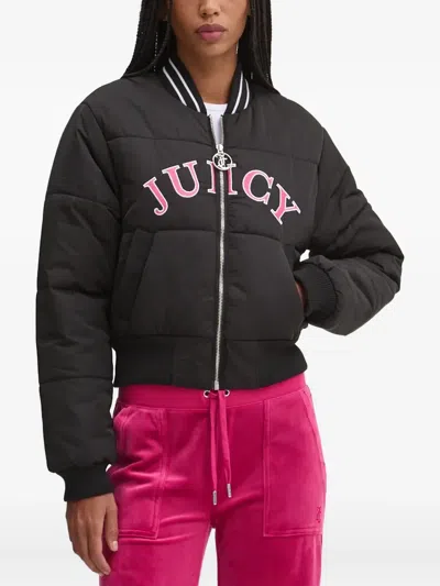 Juicy Couture Embroidered Quilted Jacket In Black