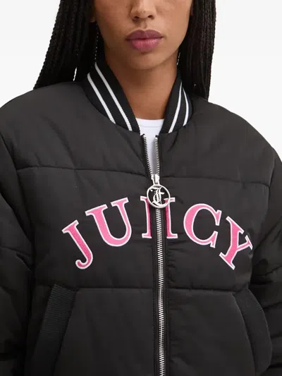 Juicy Couture Embroidered Quilted Jacket In Black
