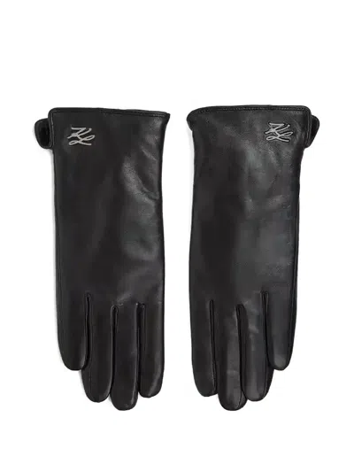 Karl Lagerfeld Logo-detail Gloves In Black