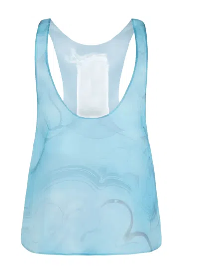 Giorgio Armani Floral-print Tank Top In Blue