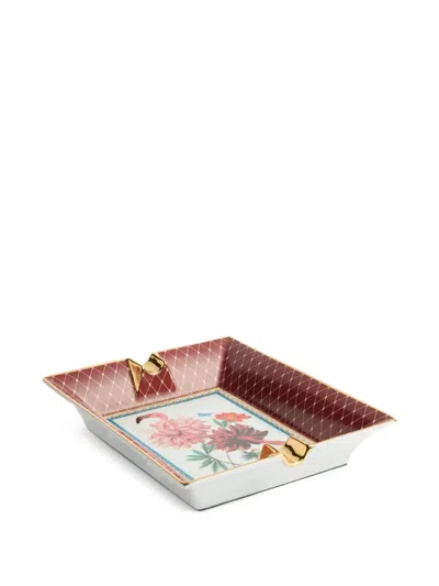 La Doublej Beto Val Birdbloom Painted Porcelain Ashtray In Multi