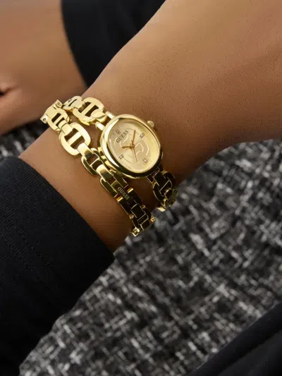 Guess Usa Stainless Steel Quartz 28mm In Gold