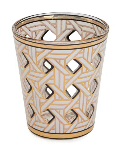 Jonathan Adler Geometric-pattern Drinking Glass (set Of Four) In Gold