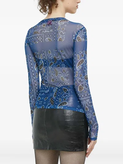 Hugo Boss Paisley Long-sleeved Top In Blue