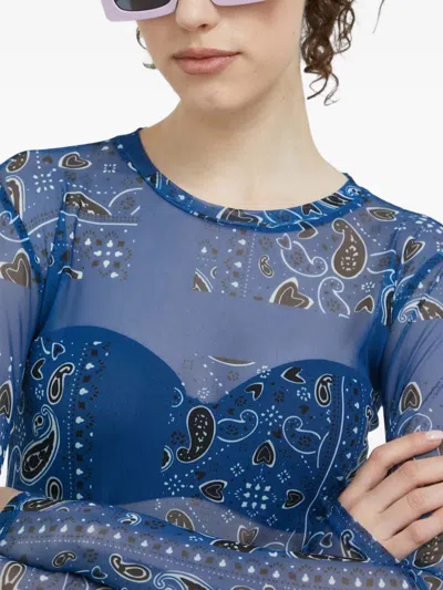 Hugo Boss Paisley Long-sleeved Top In Blue