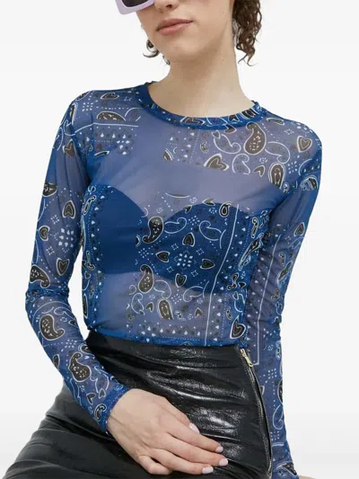 Hugo Boss Paisley Long-sleeved Top In Blue