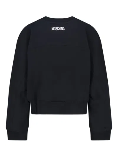 Moschino Graphic Crew Neck Long Sleeve Sweatshirt In Black